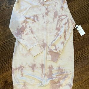NWT! Old Navy Tie-Dye Sweatshirt Dress - Pink and Cream